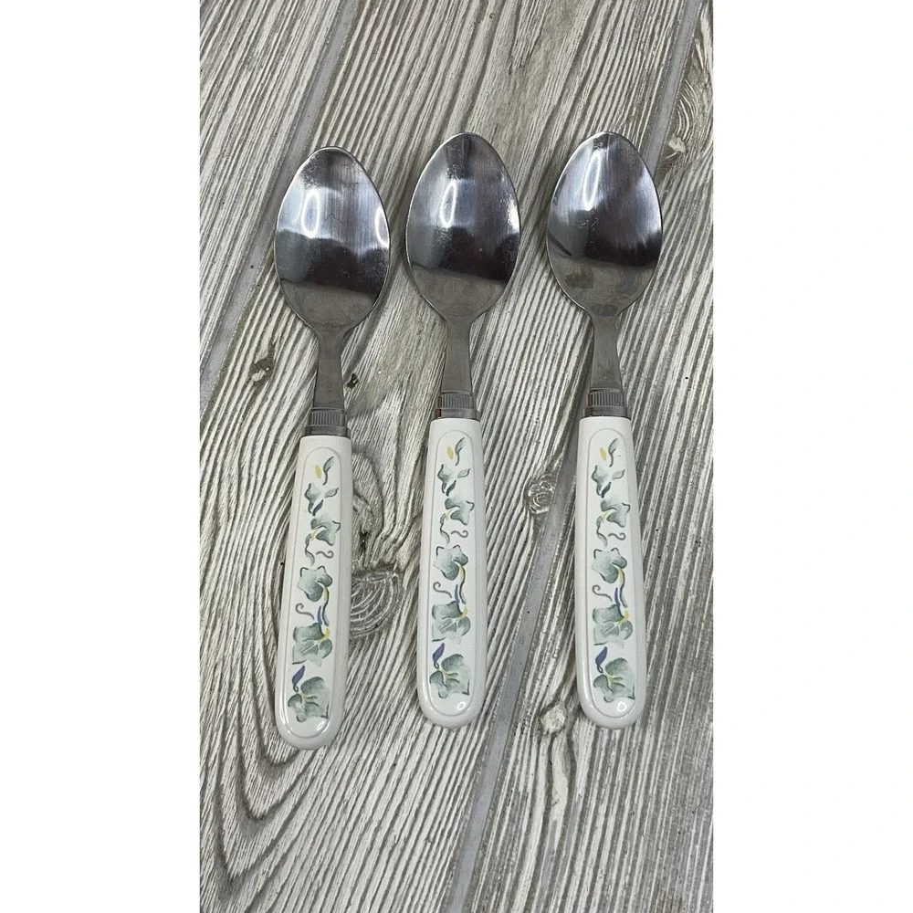 Corelle Flatware Tea Spoon Calloway GREEN IVY Replacement Lot Of 3 Taiwan